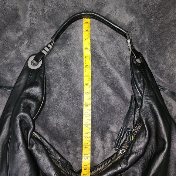 OrYany Leather Y2K Hobo Shoulder Slouchy Satchel Zip Pocket Bag Purse in Black - Picture 15 of 17